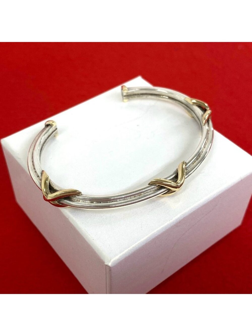 Gucci Vintage Bangle Silver 18K Yellow Gold Bracelet